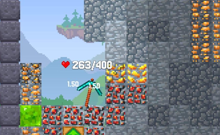 Redstone and gold ore blocks with their values, 1.50 for redstone at a 30 bet